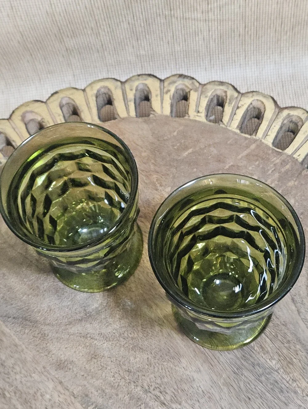 2 Indiana Whitehall Colony Vintage Glass Footed Tumblers